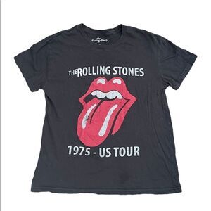 The Rolling Stones 1975 US tour tee shirt black and red womens size medium E130